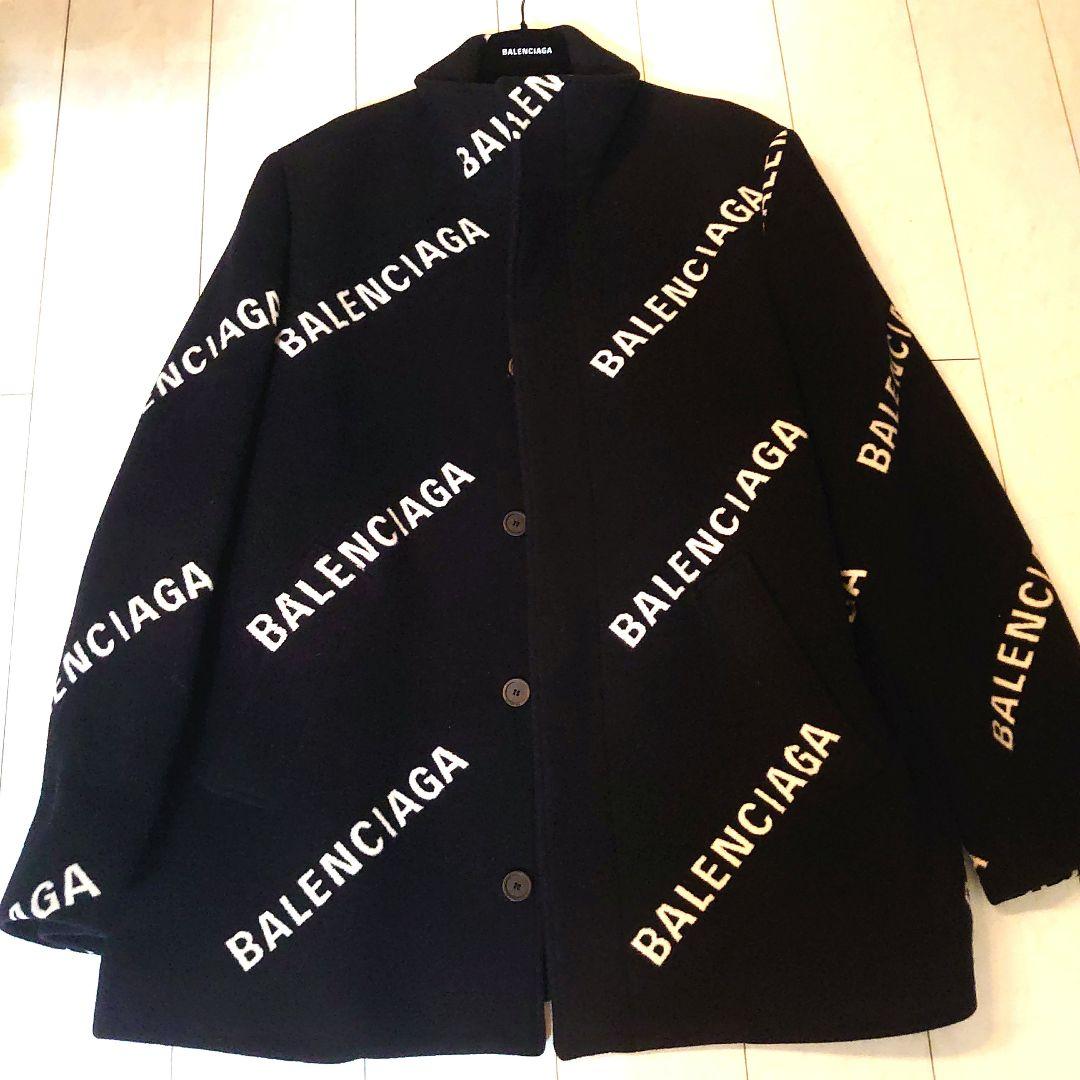 BALENCIAGA ウール オールオーバー コート ロゴ