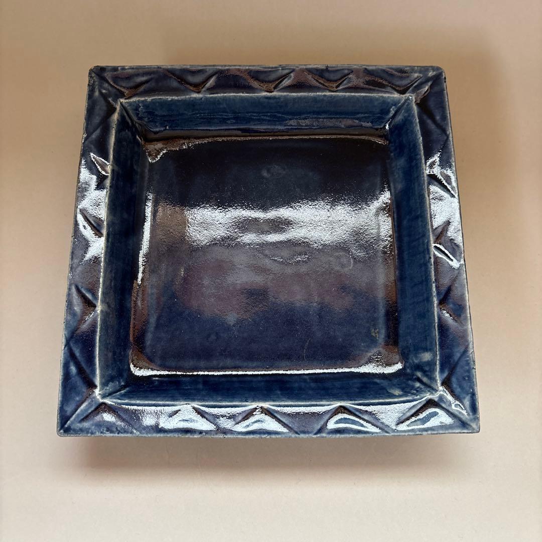 専用 多 納弘光 出西窯 呉須釉押紋角鉢 民藝 角皿