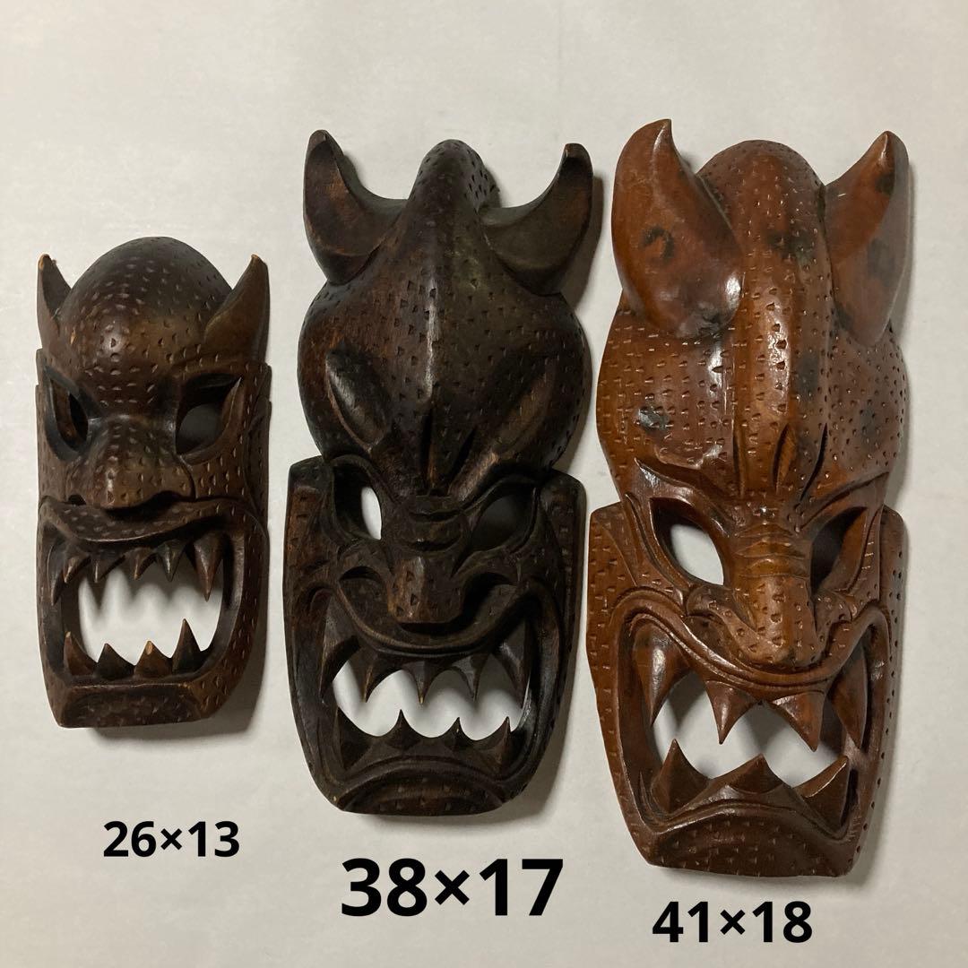 フィリピン マスク お面 部族風 民族面 仮面 鬼 魔除け 壁掛け 彫刻