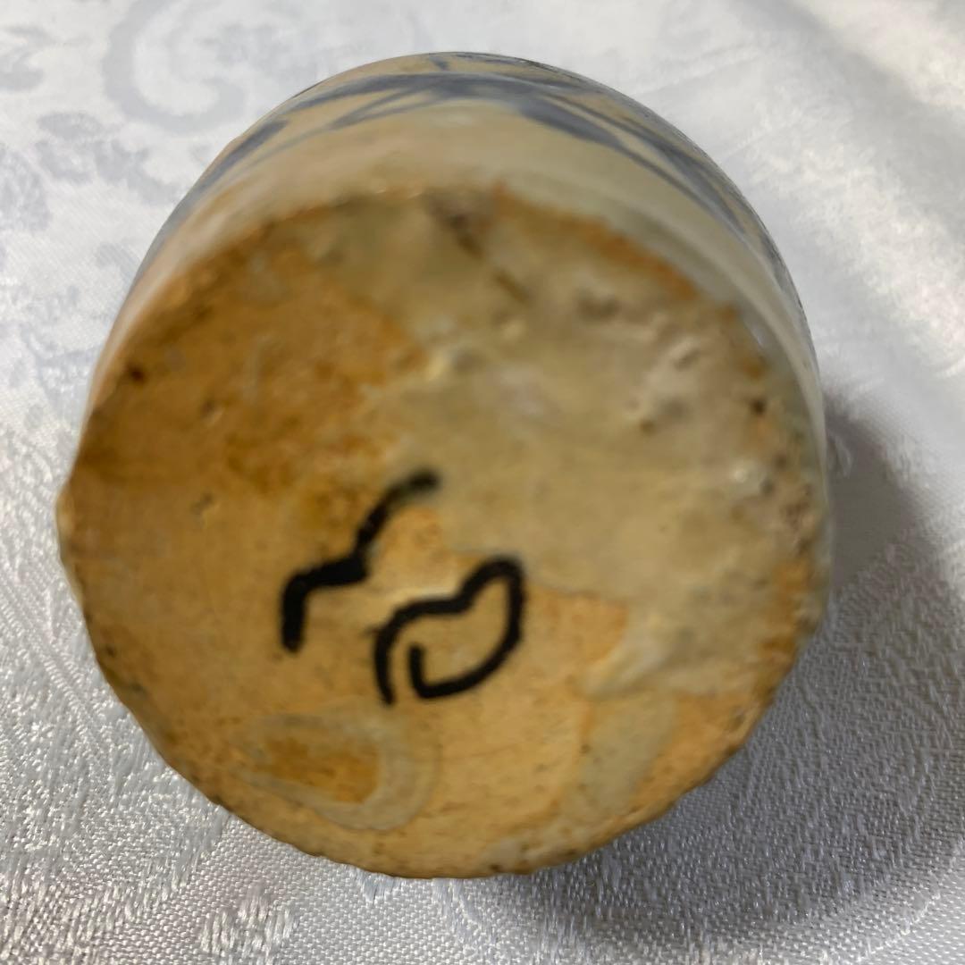 茶道具アンティーク安南染付　茶入　明骨董品