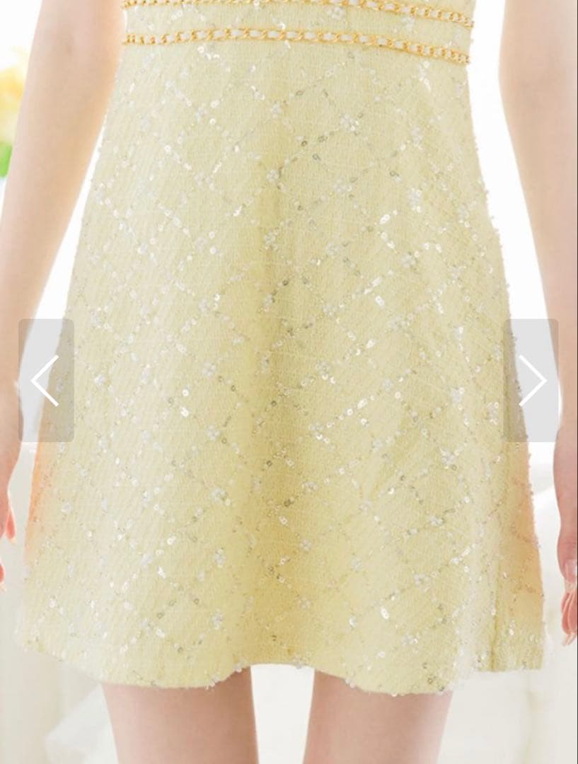 ジュエルズイエロービジュー付きドレス Sサイズ新品未使用タグ付き