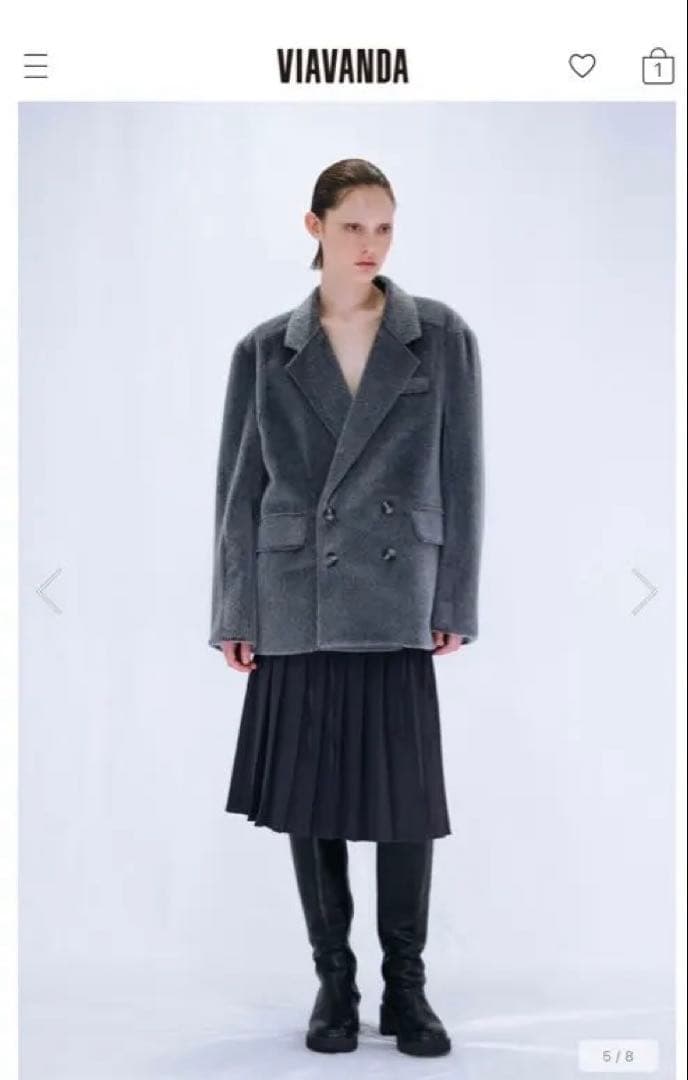 スカート VIAVANDA PLEATED MIDI SKIRT / GRAY