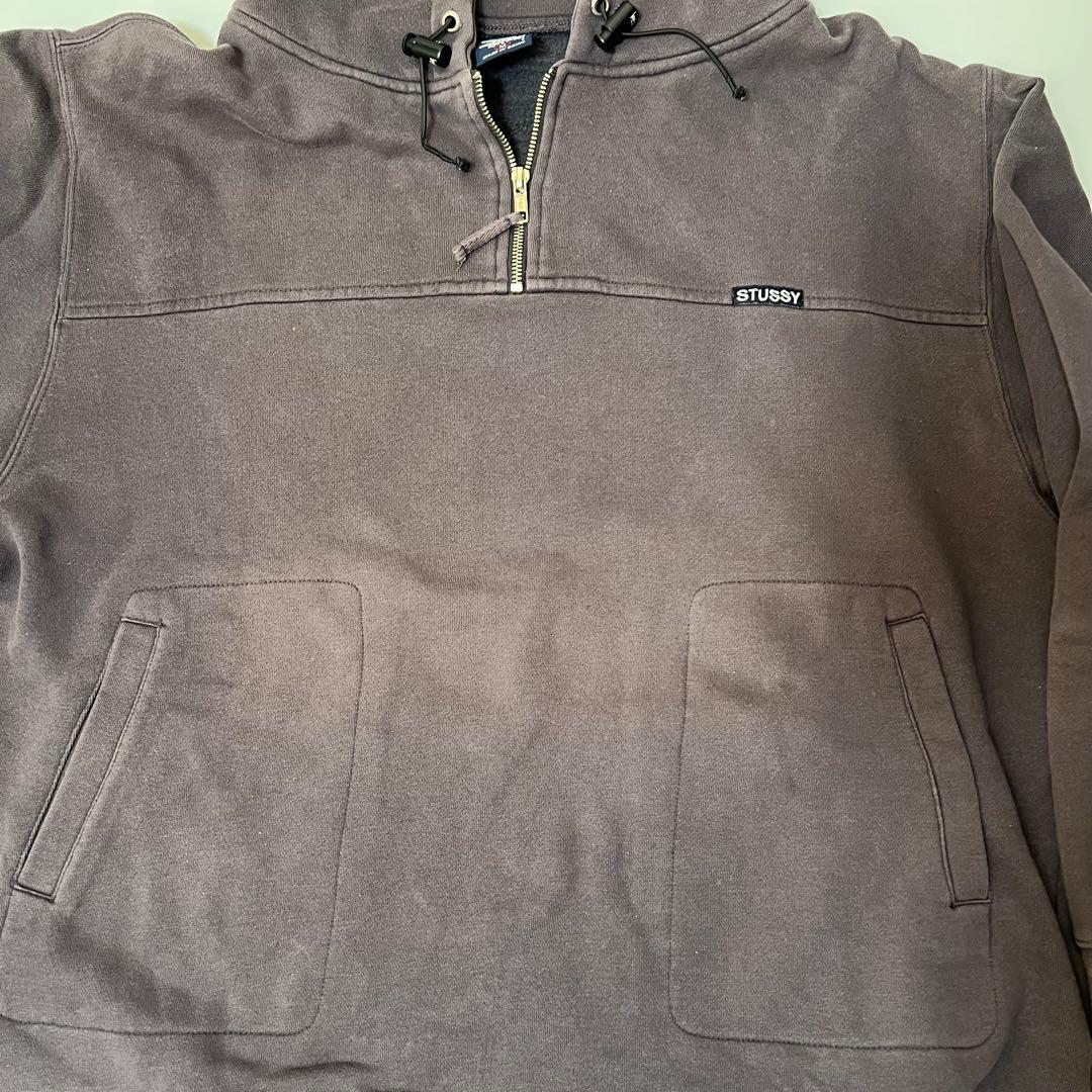 old stussy 紺タグ フーディ パーカー ネイビー M ジップ