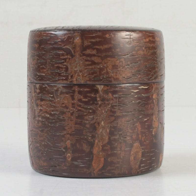 茶道具 伊藤松次作 樺細工 むじ皮 抹茶入 共箱 V 9657 樺