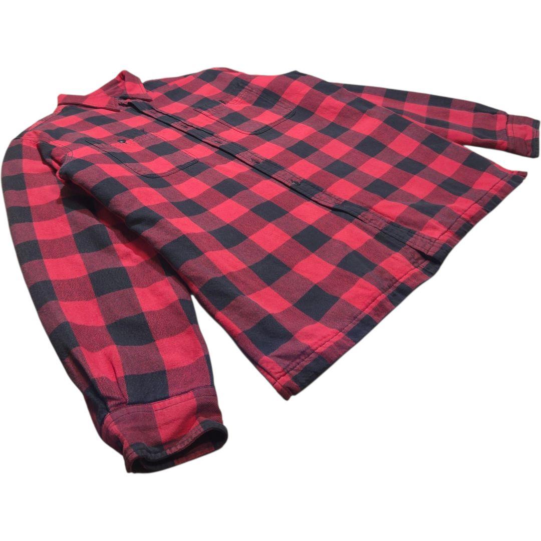 90s ポロラルフローレン 内キルティング ネルシャツ ジャケット 赤黒チェック