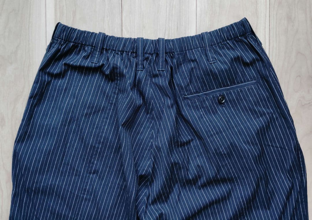 ☆希少 16ss 多素材ストライプネイビーパンツ yohjiyamamoto
