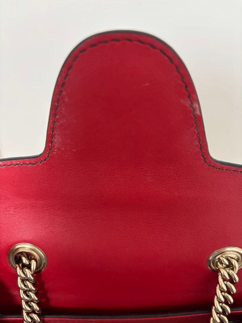 GUCCIグッチエミリー マイクロシマ GGシマ チェーンショルダーバッグレッド