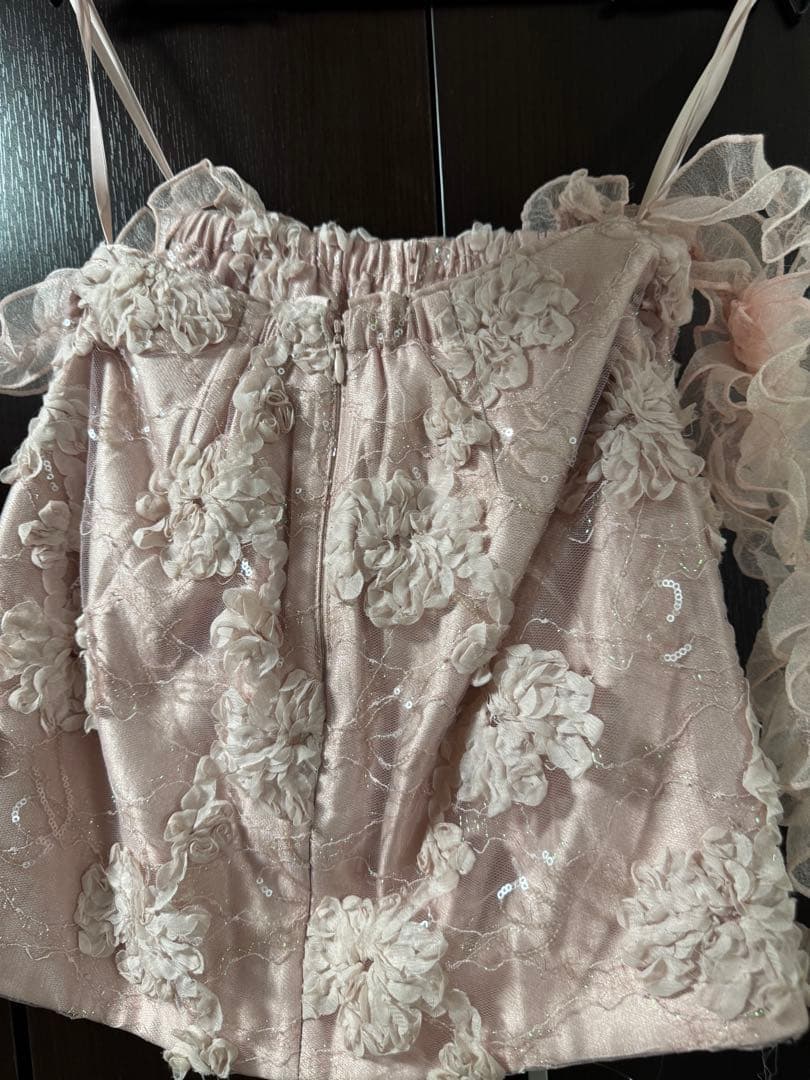 ROBE de FLEURS ピンクオフショルダードレス XSサイズ