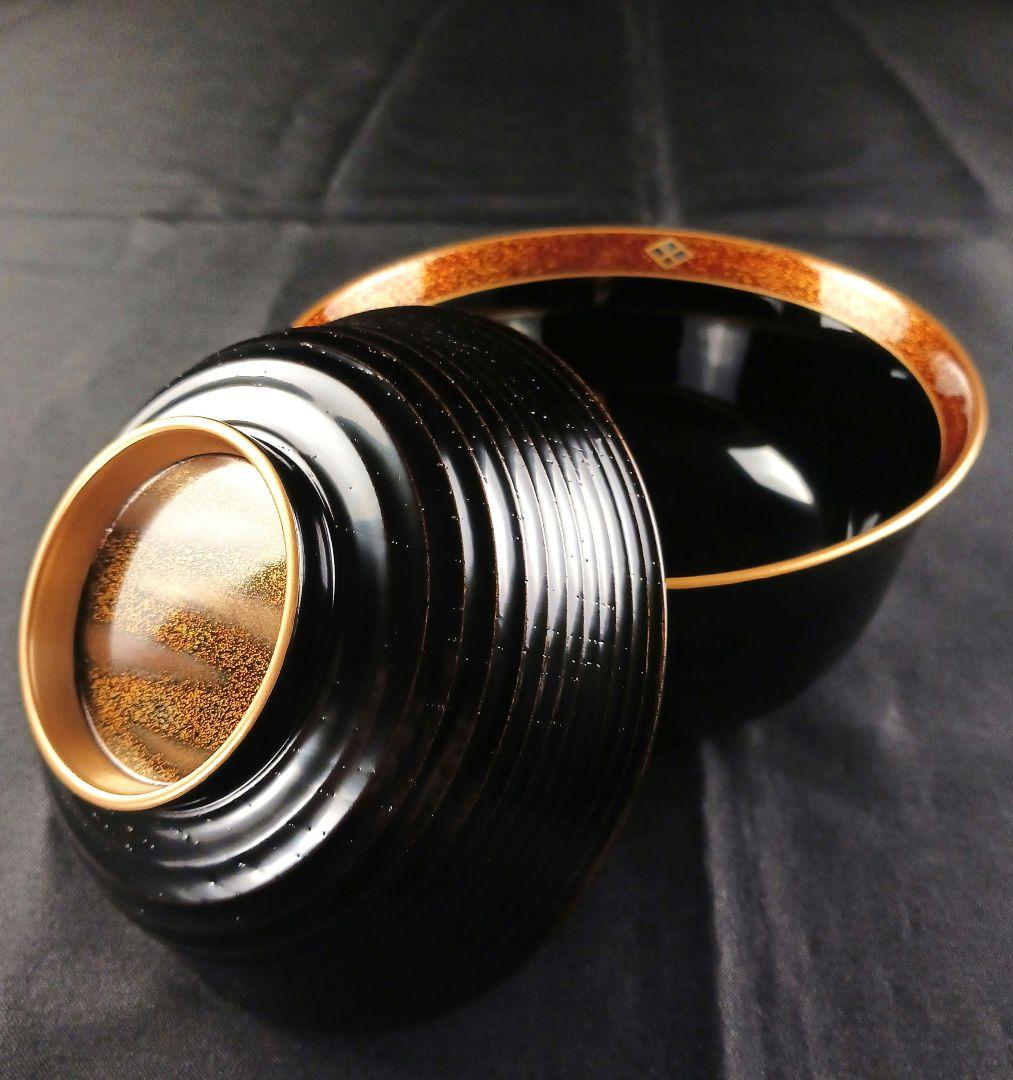 専用Y3112-3 懐石道具 漆器 金彩 金梨地 煮物椀 7客 共箱