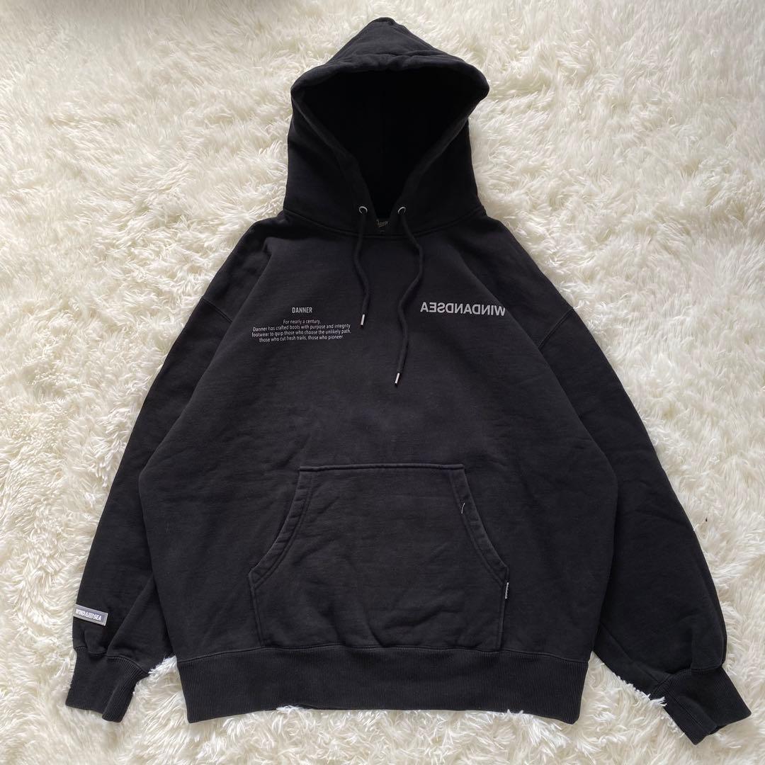 ウィンダンシー ダナー コラボ パーカー バックロゴ 黒 L パイル 希少 レア