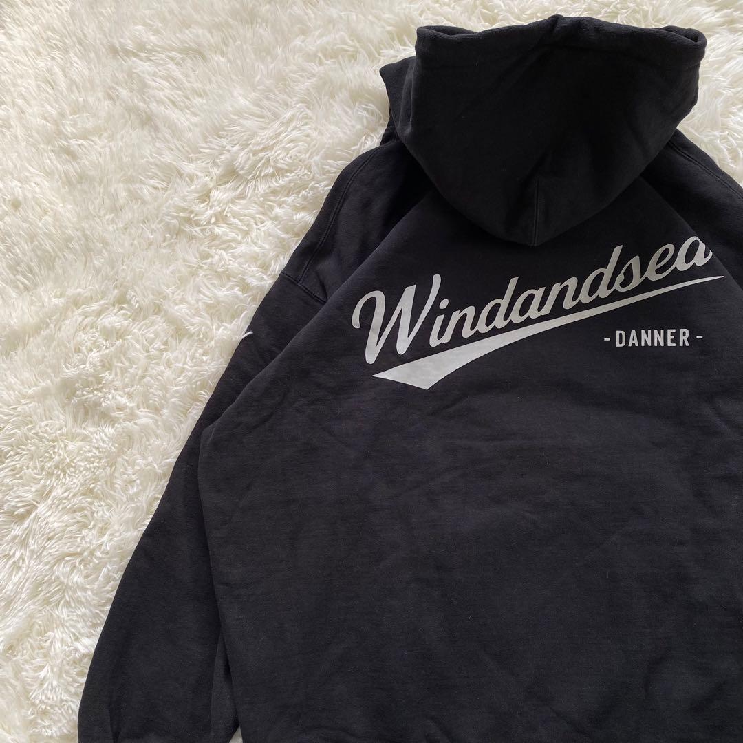 ウィンダンシー ダナー コラボ パーカー バックロゴ 黒 L パイル 希少 レア