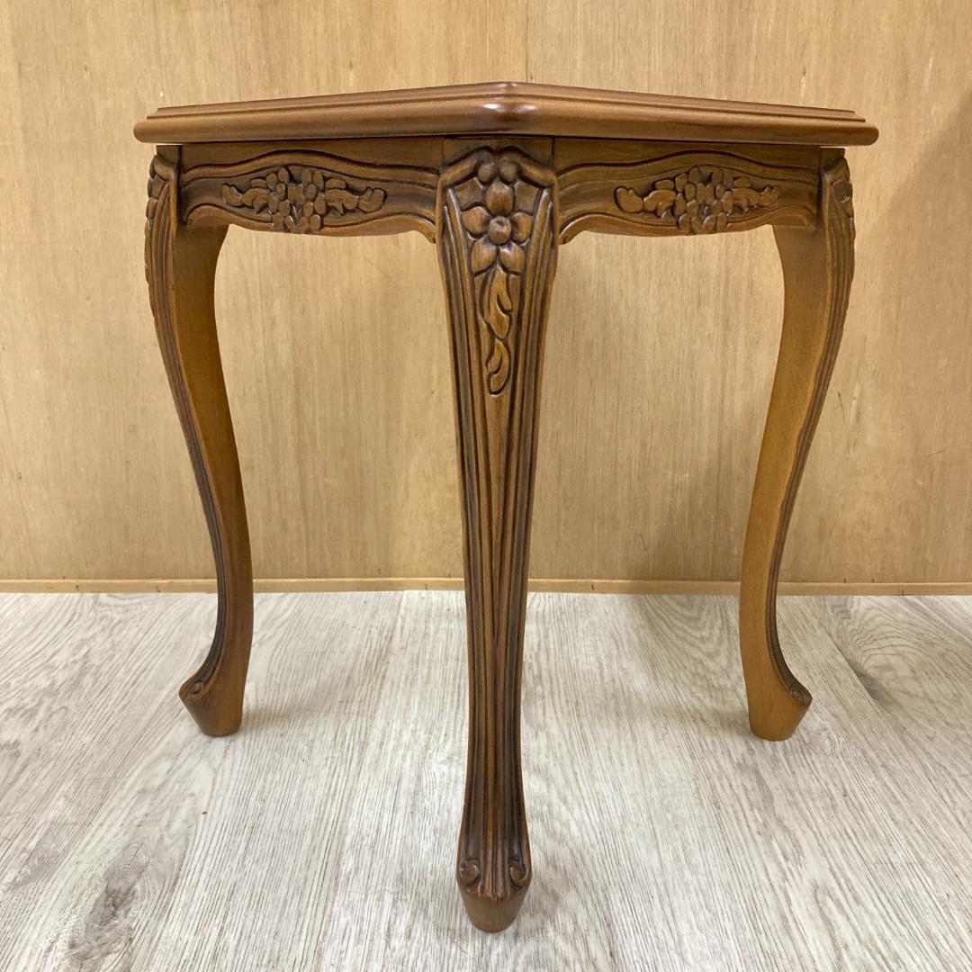 イタリア製 クラシカル 象嵌細工 猫脚 ネストテーブル サイドテーブル