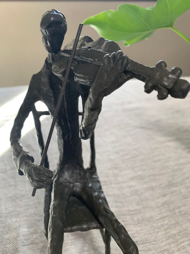 室内楽の情景 ヴァイオリン奏者 オブジェ 重厚 置物 ヴィンテージ