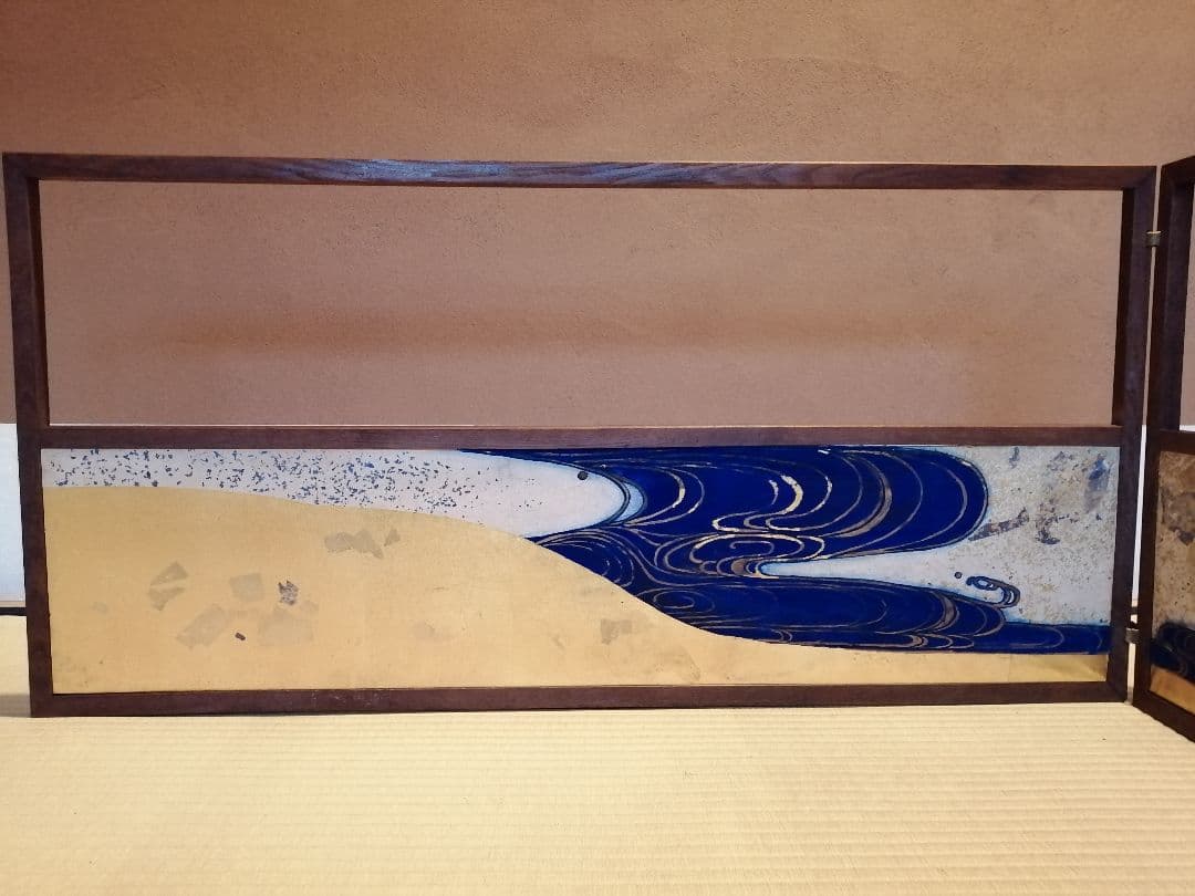 茶道具】流水金箔ちらし絵風炉先 風炉先屏風 風炉先214