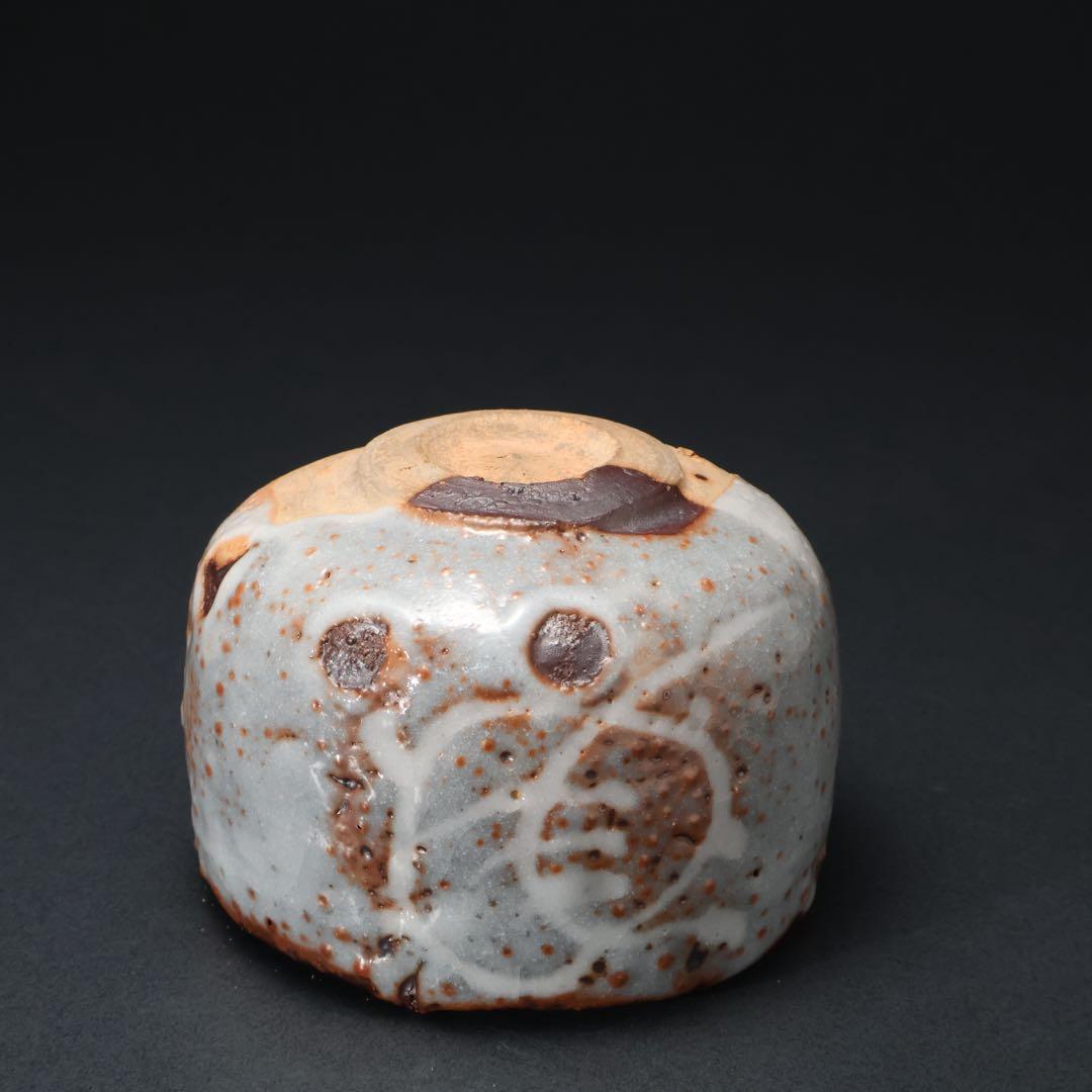 抹茶碗鼠志野亀の絵月形那比古夏至亀共箱R1424お14