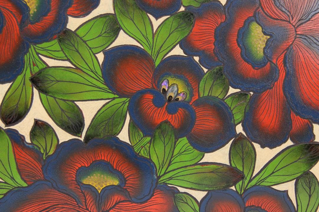 二代雲山作　蒔絵彩色　胡蝶蘭図　漆塗　硯箱　書道具　美品　時代物 EG1-20