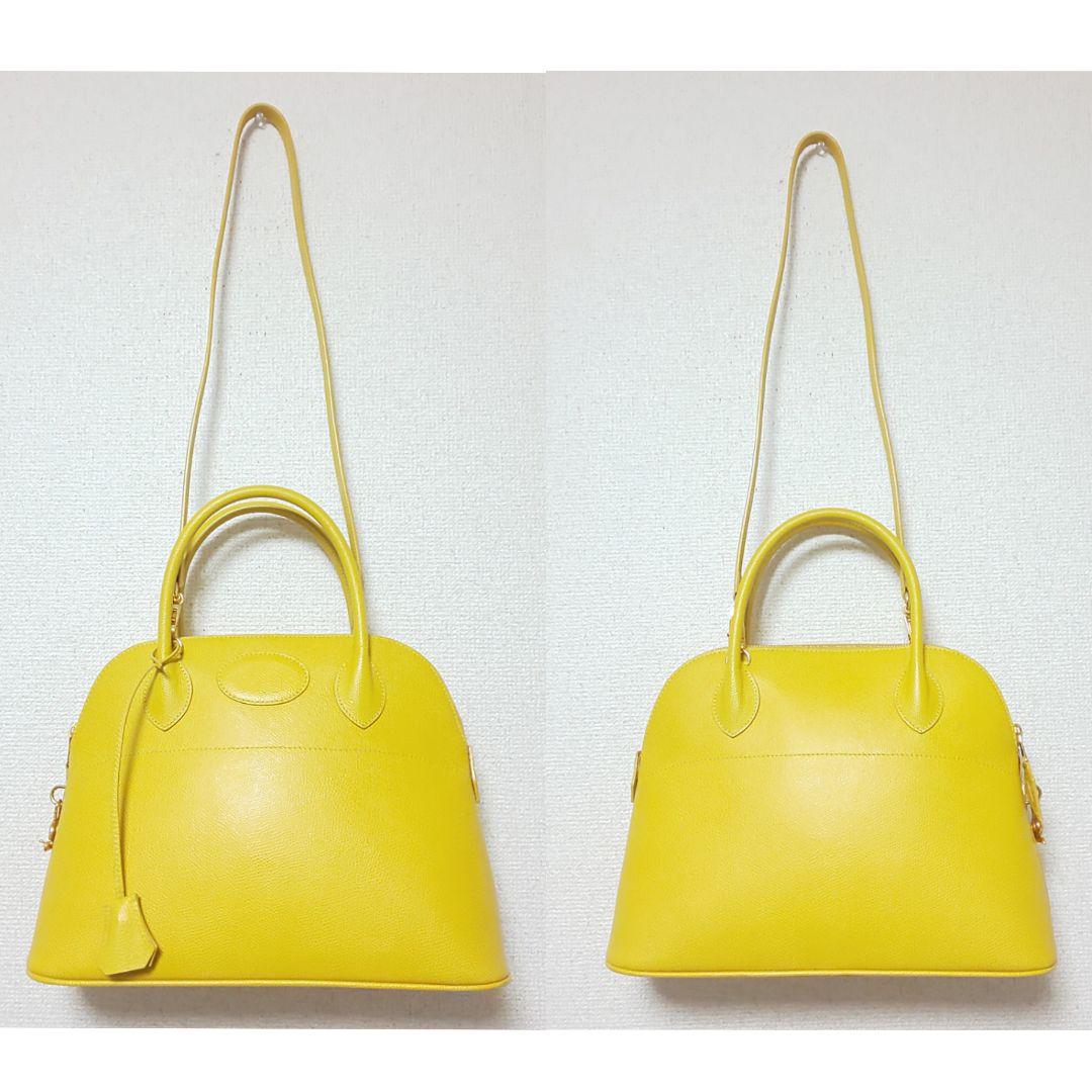 【美品】EPONINE レザー 2wayハンドバッグ クシュベル 本革 イエロー