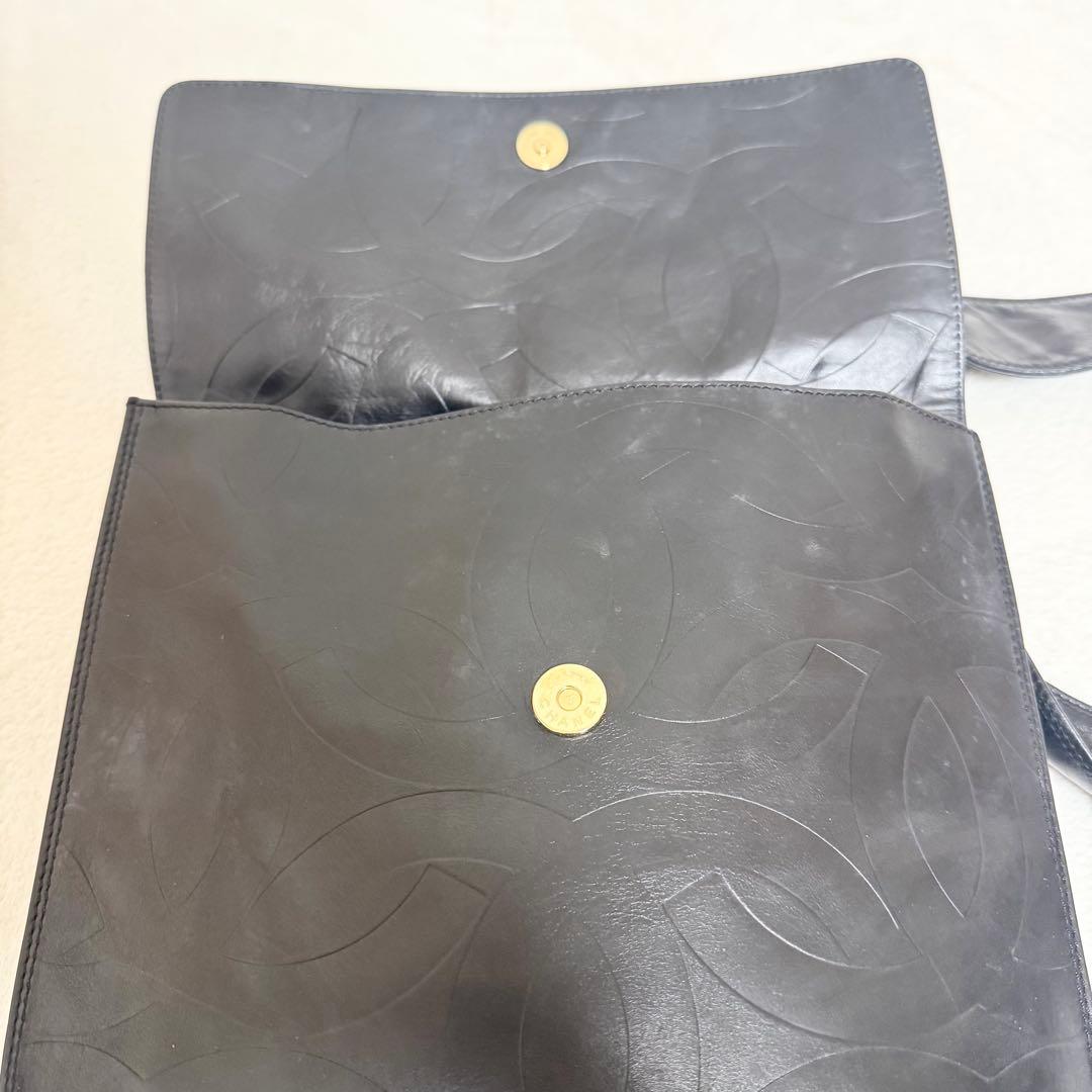 【美品】CHANEL シャネル ショルダーバッグ ココマーク 総柄 レザー 黒