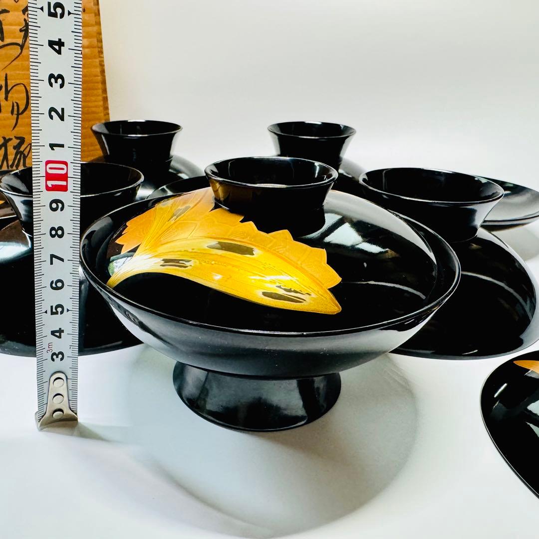 漆器　輪島塗　沈金　金蒔絵　木製　蓋付椀　お煮物椀　吸物椀　5客　共箱