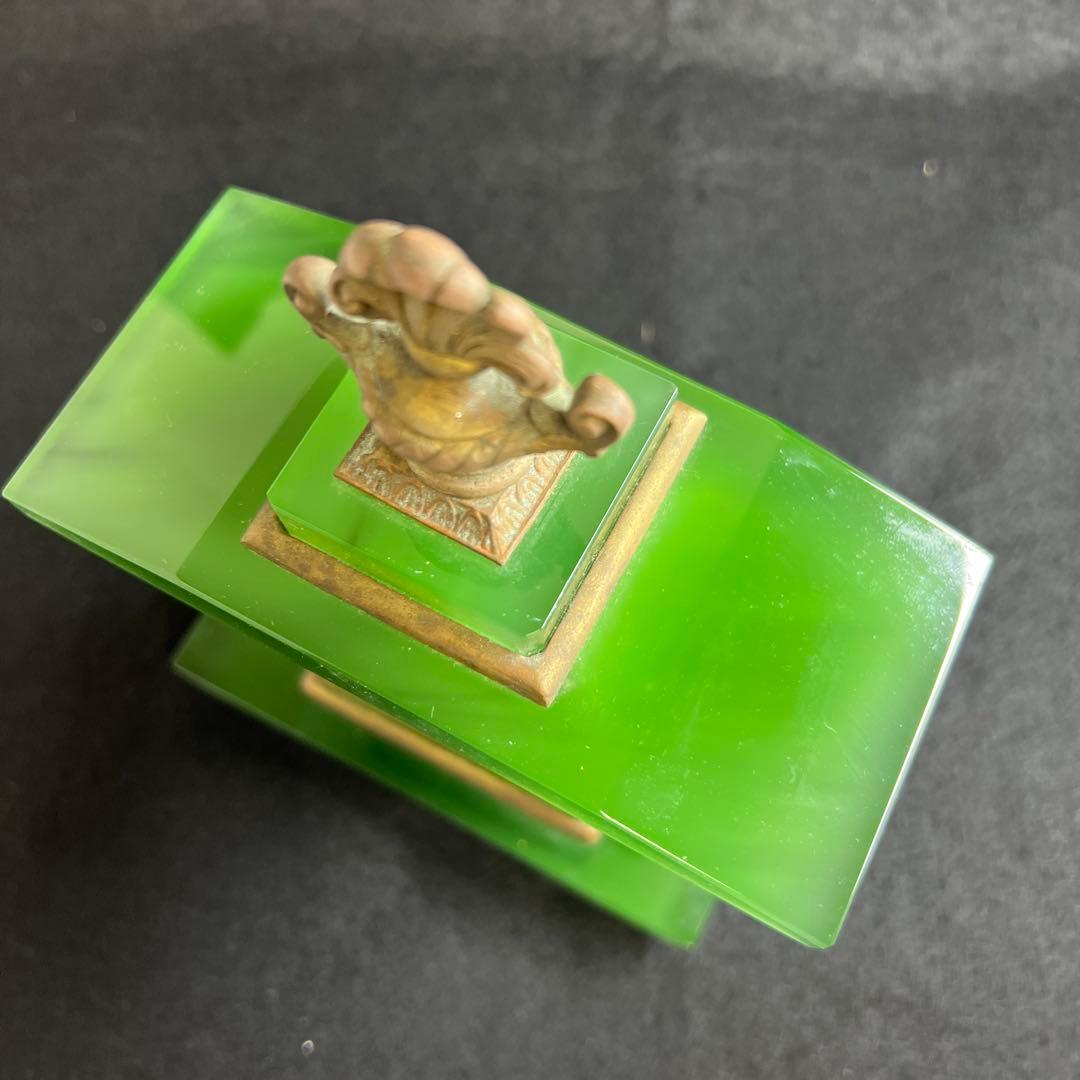 精工舎ウランガラス時計 精工舎 ガラス宮型置時計 稼動品 高約22