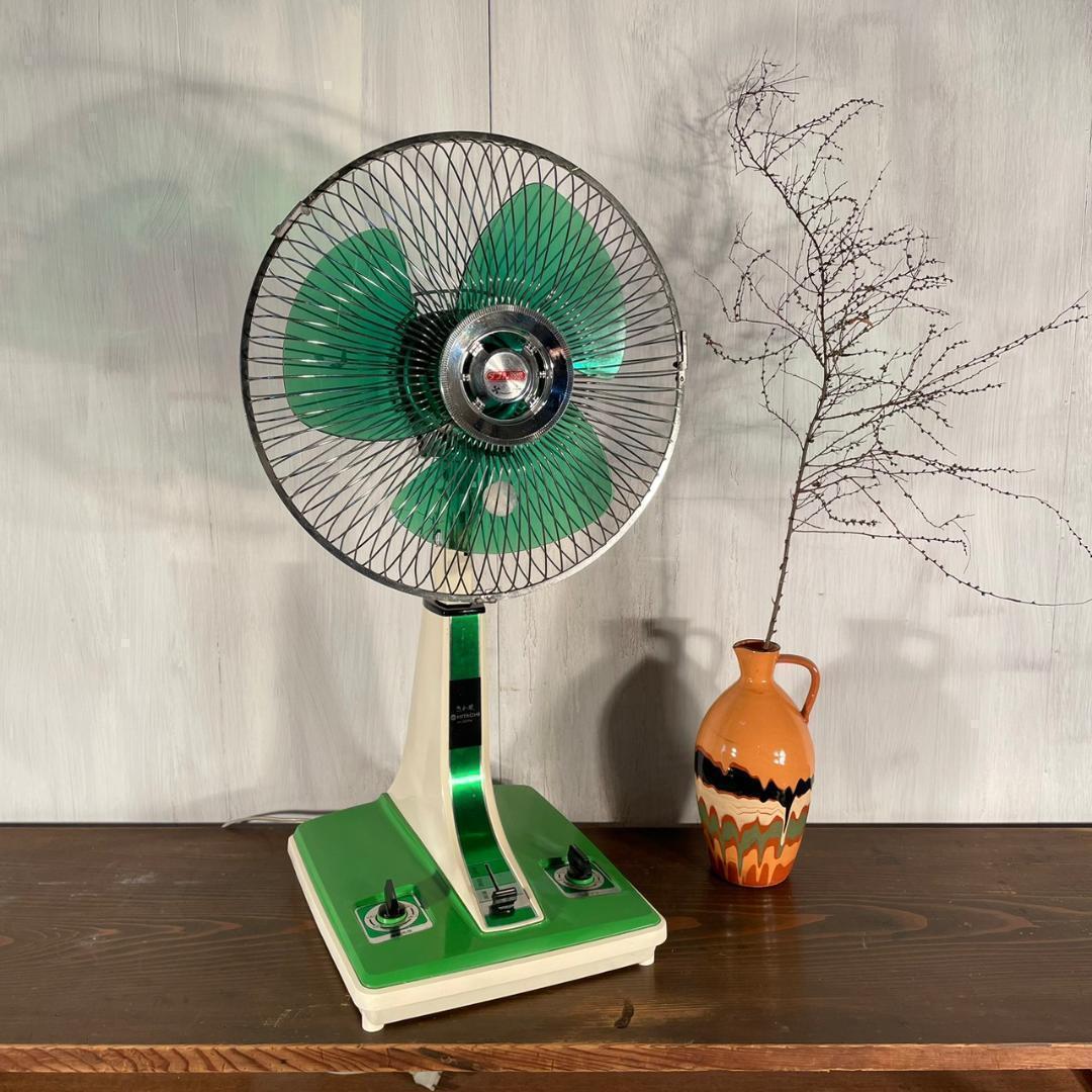 70's 扇風機 さわ風 グリーン 日立 昭和レトロ ヴィンテージ 当時物