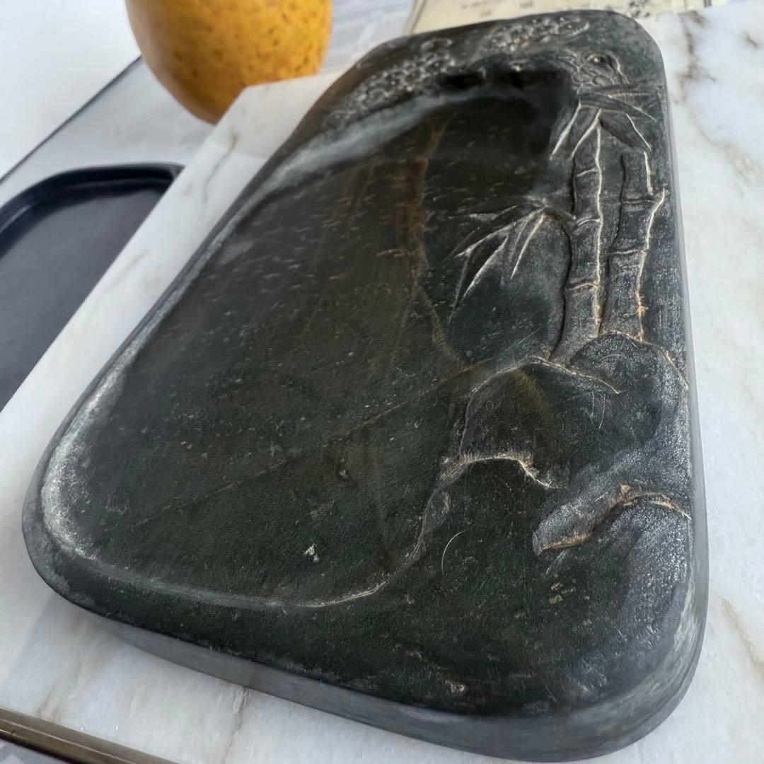 硯期間限定‼️旧家蔵出端渓硯『古松❌瀧 硯』」中國美術 唐木箱