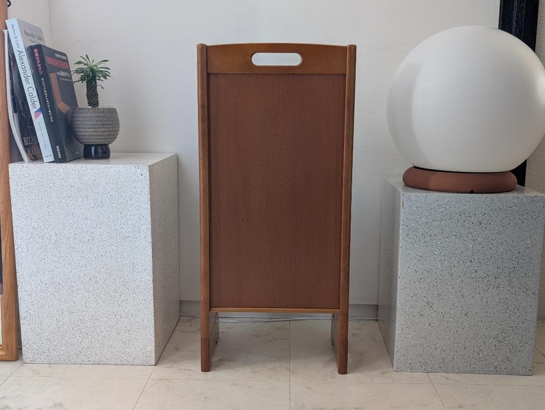 オールドカリモク ビンテージ マガジンラック 2段 ウッド×ラタン 美品