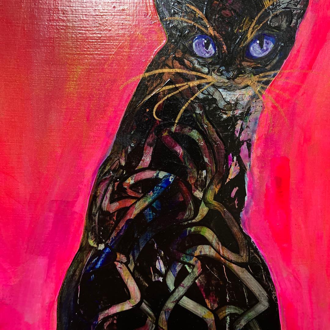 黒猫絵画イラストドローイング