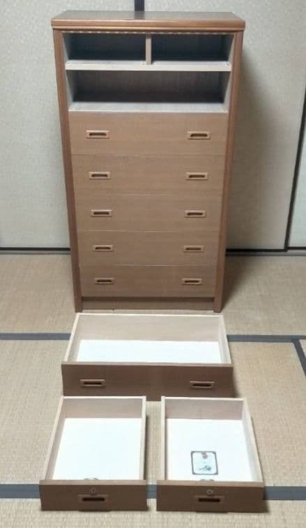 送料込】大型 縦長 鍵付き タンス 引き出し 昭和 レトロ 収納 家具