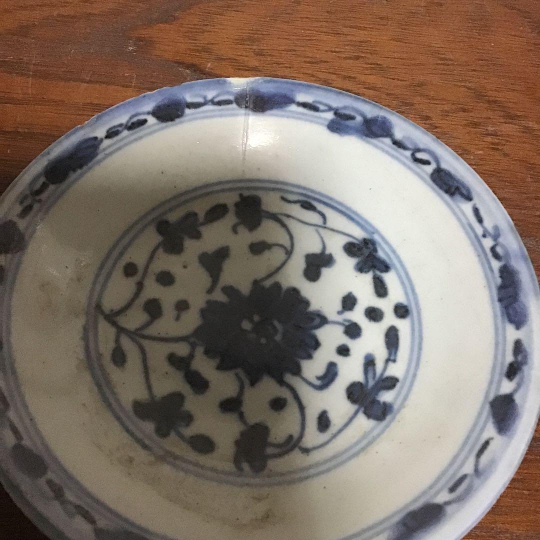 新渡染付花の図皿5客　清時代　唐物　中国美術