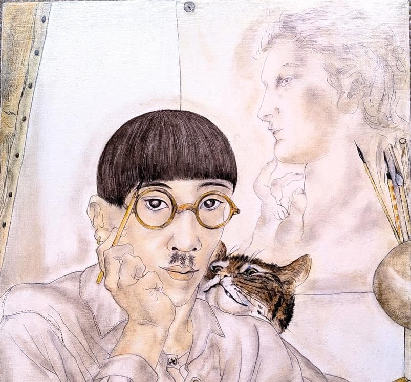 伊藤和生 藤田嗣治作「アトリエの自画像]リヨン美術館所蔵 油彩画にて