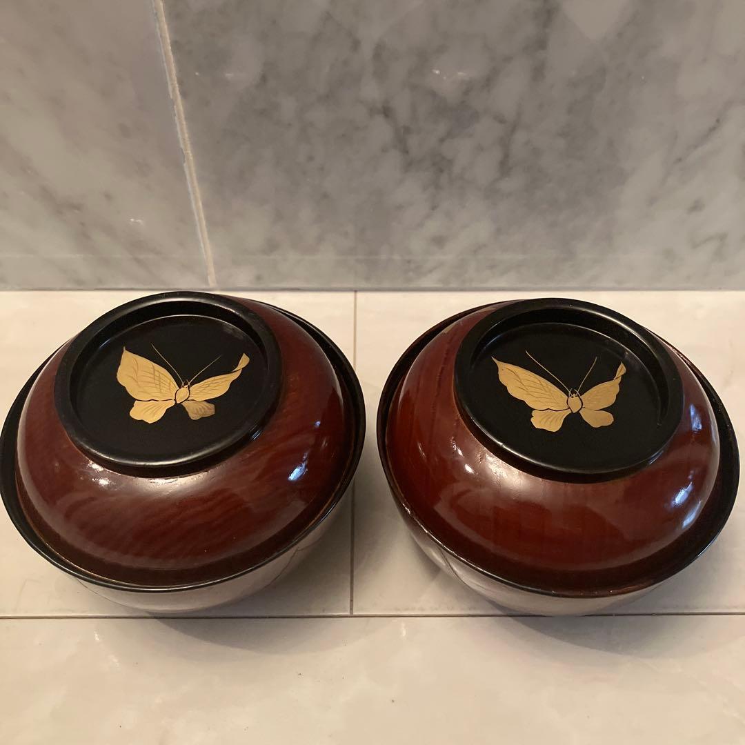 ユリコ様アンティーク明治 金彩の蝶々や牡丹の花が美し過ぎる木製