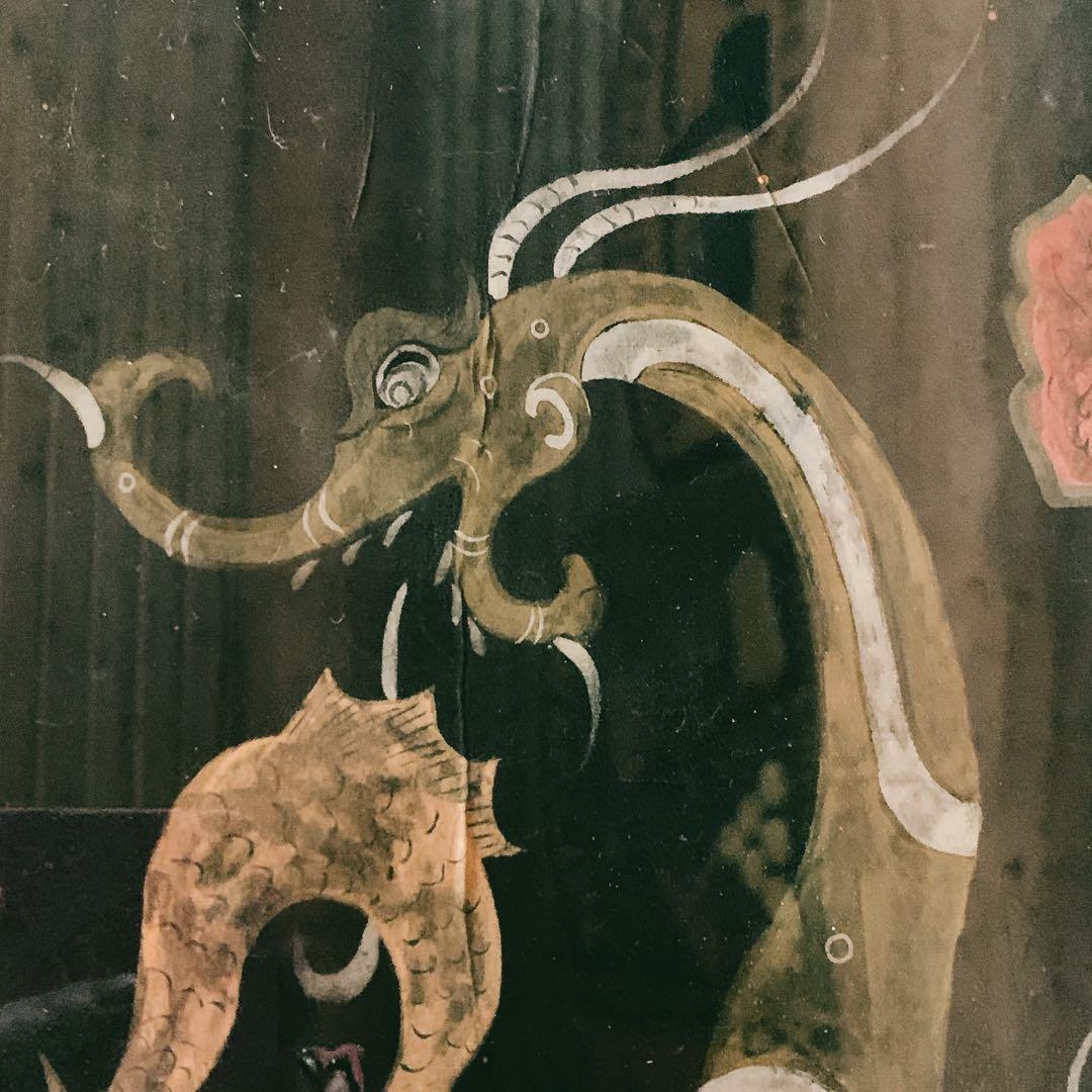 ドラゴン龍竜楚国漢代帛画シルク絹中国骨董品絵画額縁古美術