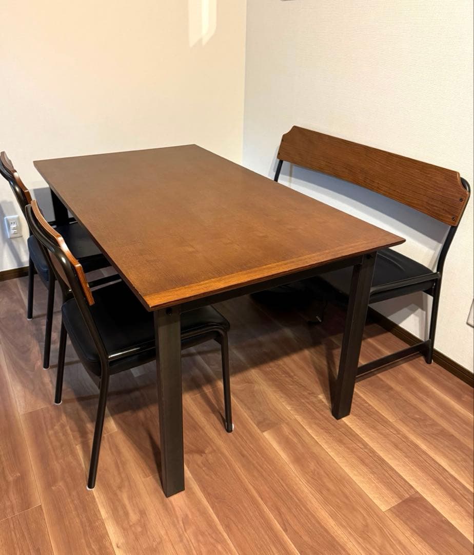 Unico ウニコ ブラウン長方形ダイニングテーブルと椅子4脚セット
