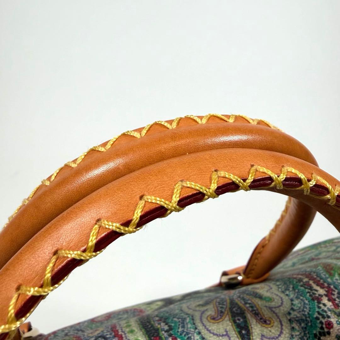 【希少】エトロ　ミニボストンバッグ　ペイズリー　2way PVC レザー