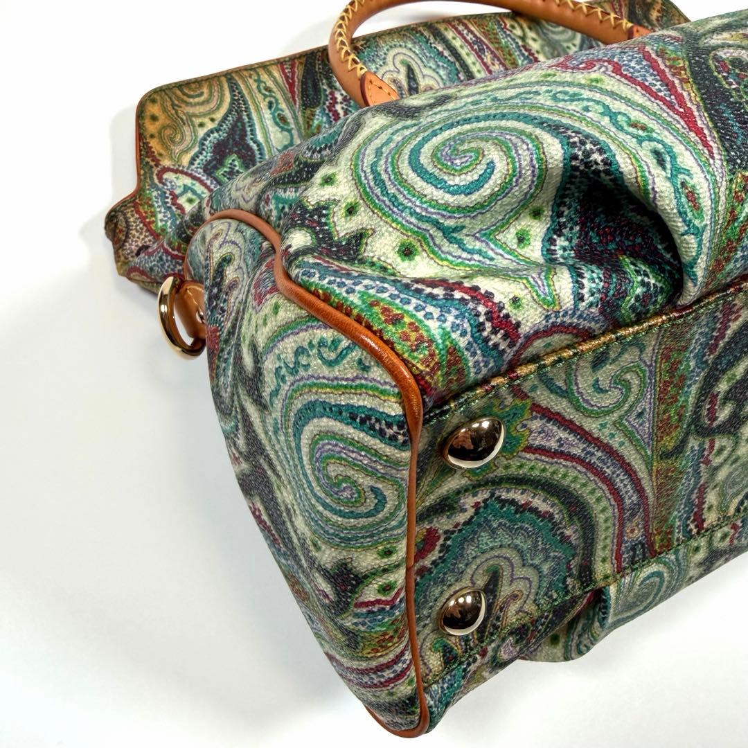 【希少】エトロ　ミニボストンバッグ　ペイズリー　2way PVC レザー