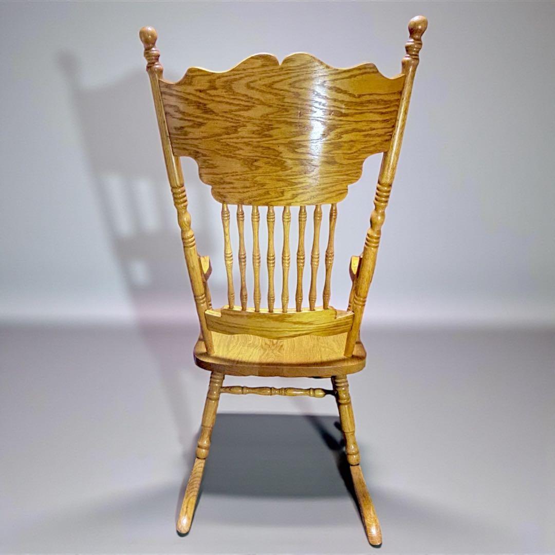 ✨超美品✨ ヴィンテージ 台湾製 ロッキングチェア オーク無垢 彫刻