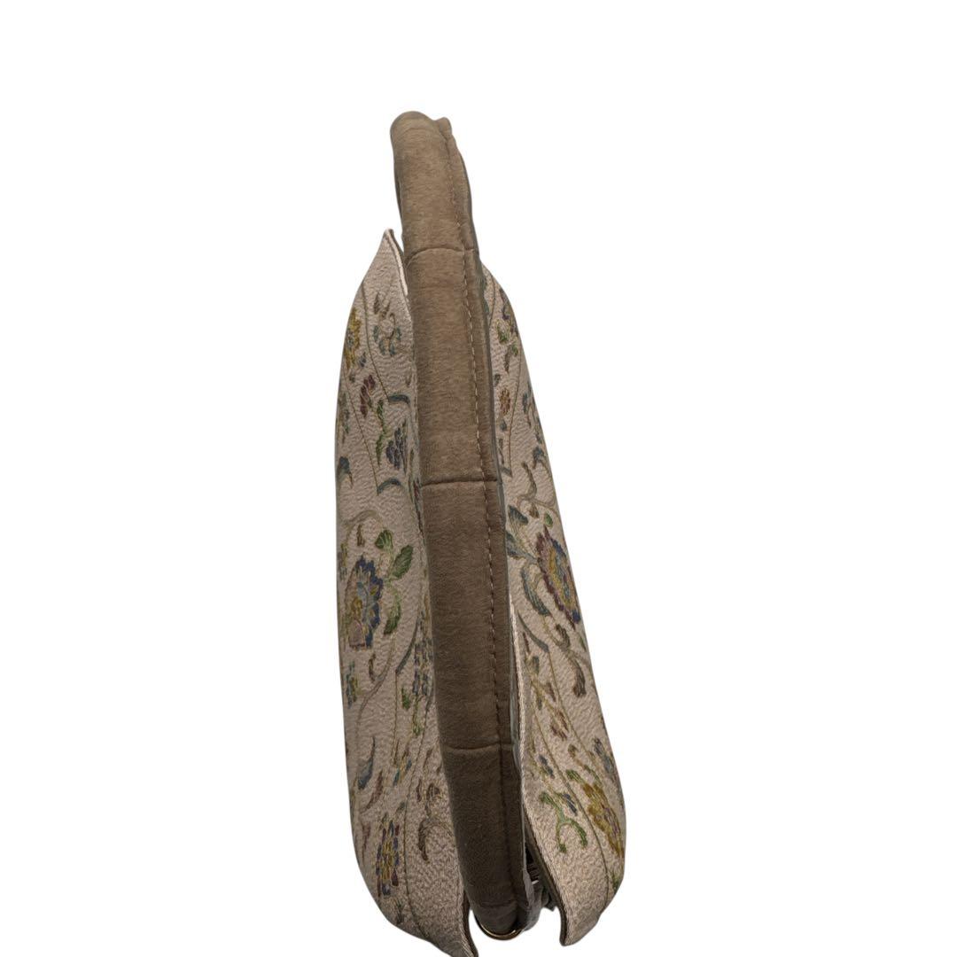 極美品 岡重 OKAJIMA 和装バッグ 京友禅 ソフリナ ベージュ 花唐草