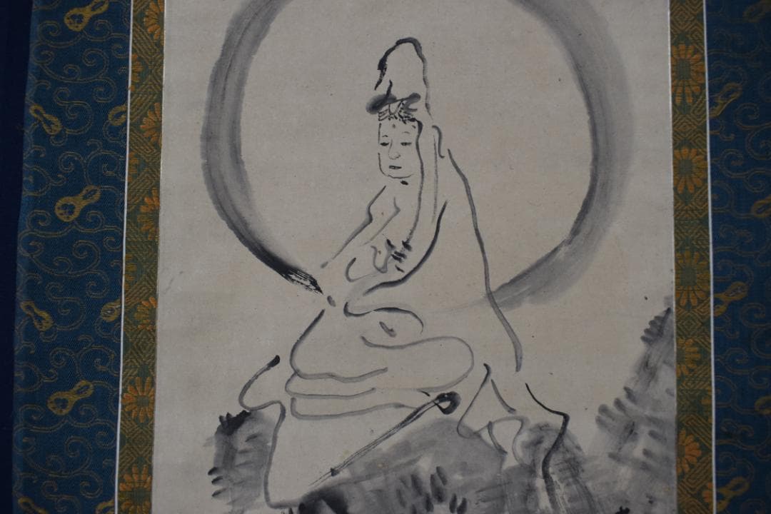 真作】高杉晋作/白衣大士像図/岩上観音図/掛軸宝船Y-895