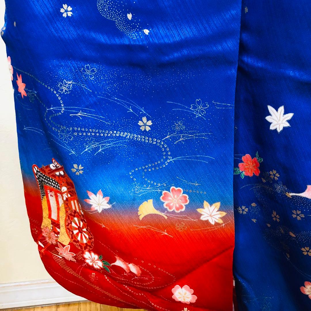 七五三 七歳‼️正絹御所車桜金彩金箔際立つ‼️完全フルセット‼️