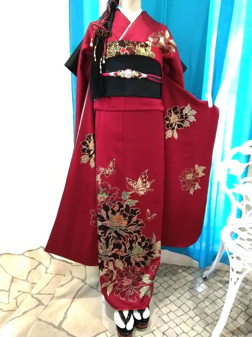 振袖フルセット、正絹振袖成人式、重ね衿、帯揚げ帯締め、西陣京の袋帯