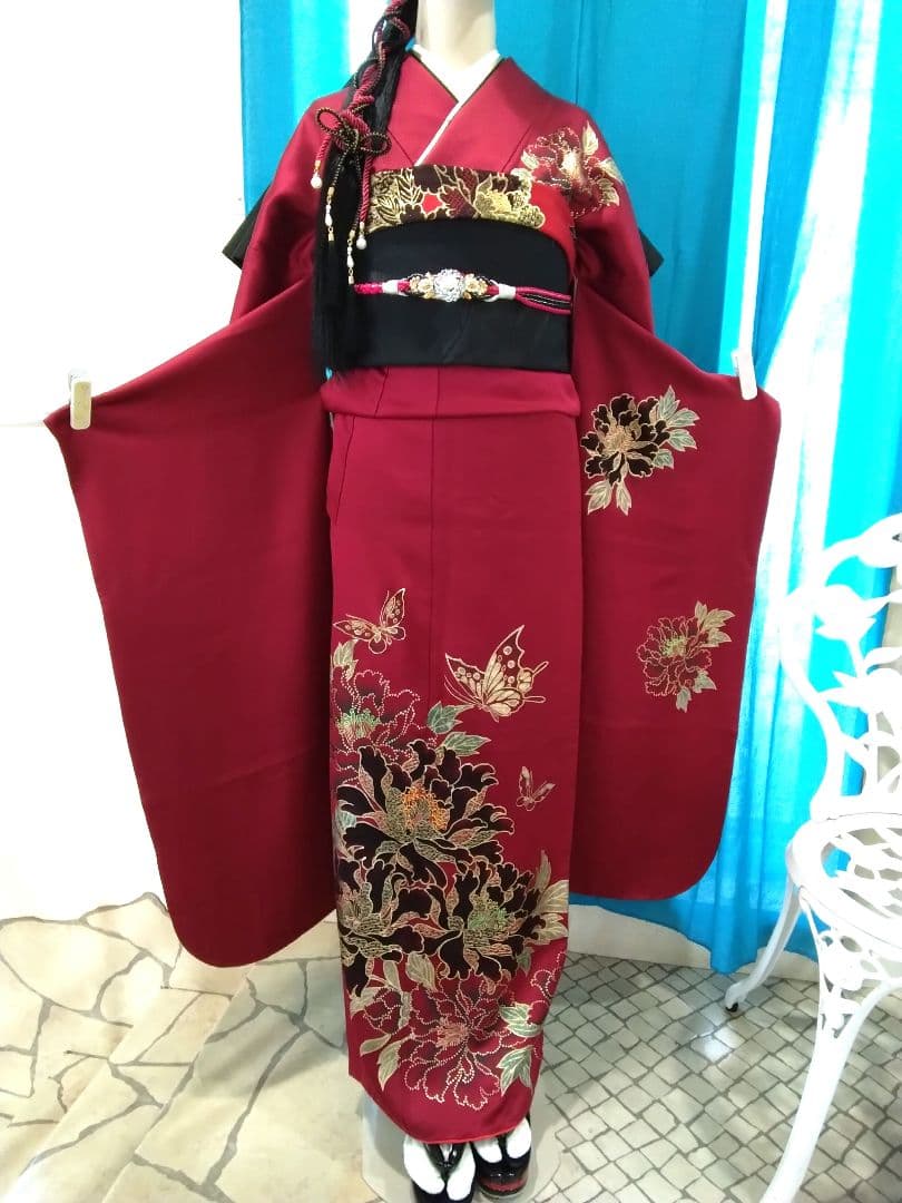 振袖フルセット、正絹振袖成人式、重ね衿、帯揚げ帯締め、西陣京の袋帯