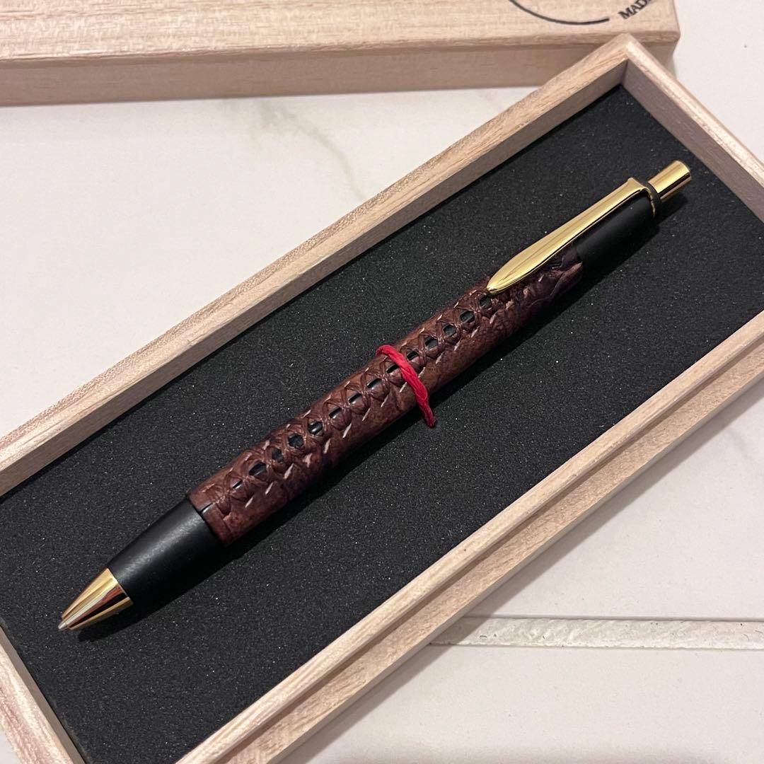 シックザール 革軸ペン 真鍮金具 クロコダイル ダークブラウン シャーペン