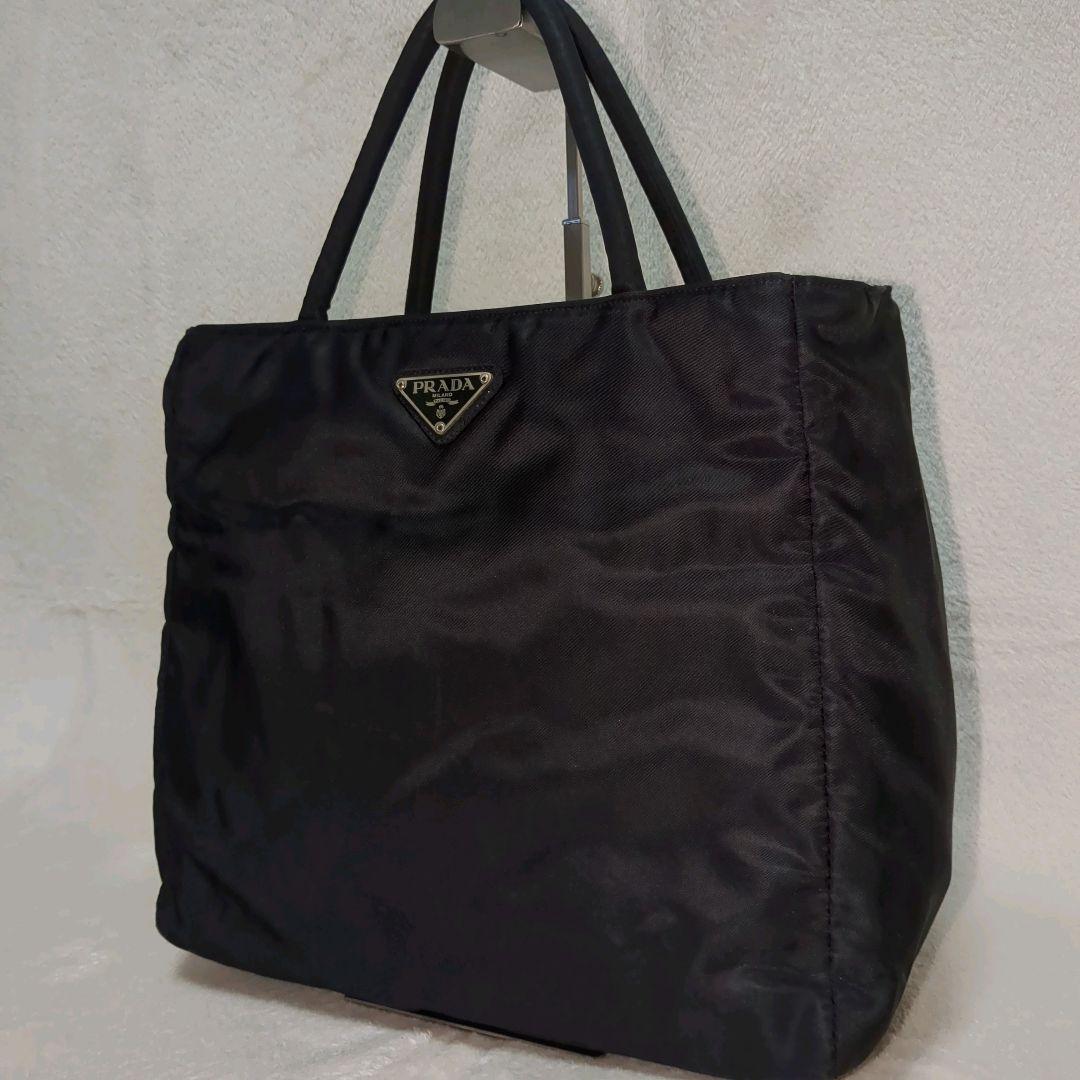 PRADA トートバッグ ブラック 三角ロゴ テスートナイロン ハンドバッグ