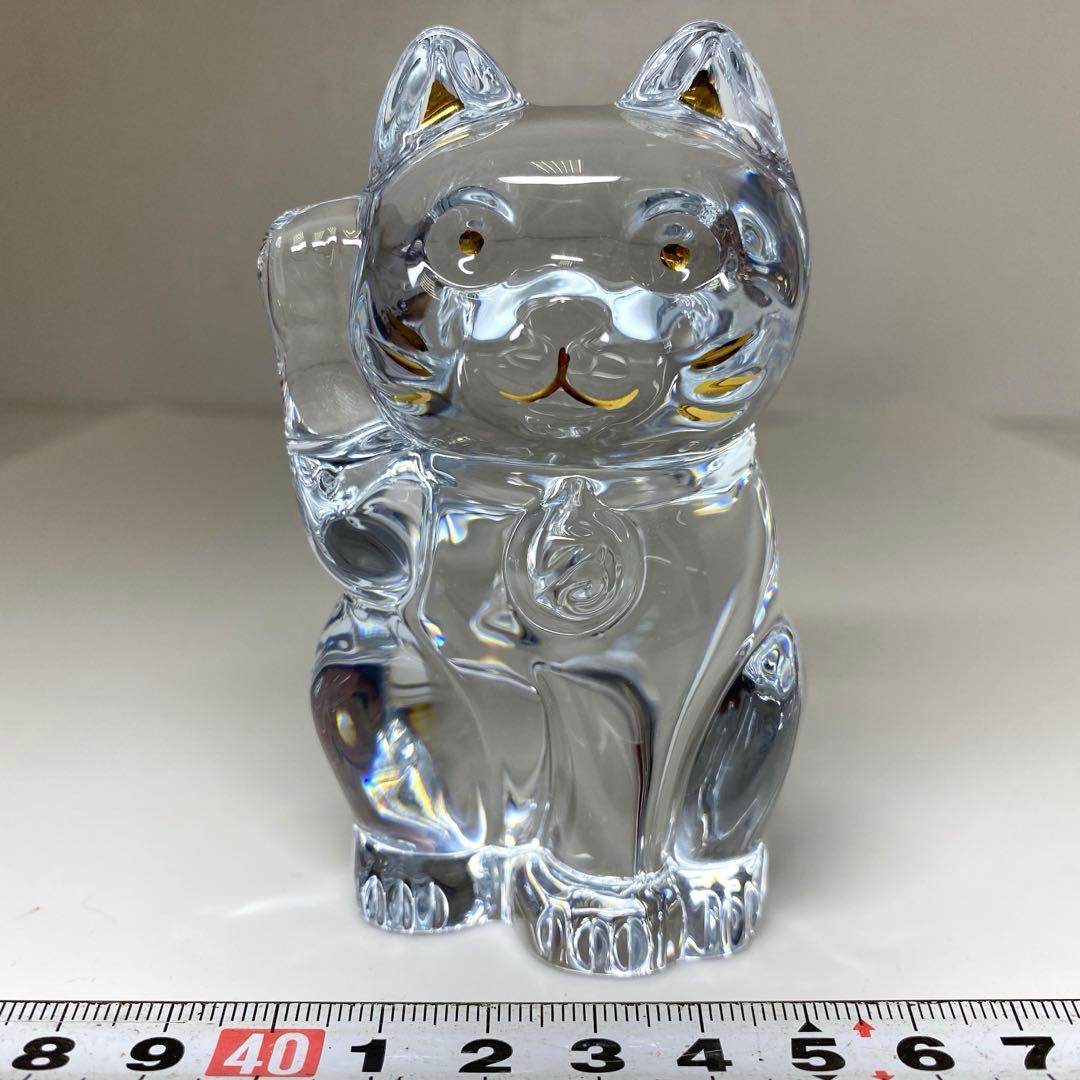 バカラ 招き猫 共箱 トヒル 高さ約10cm 東N7-1018②