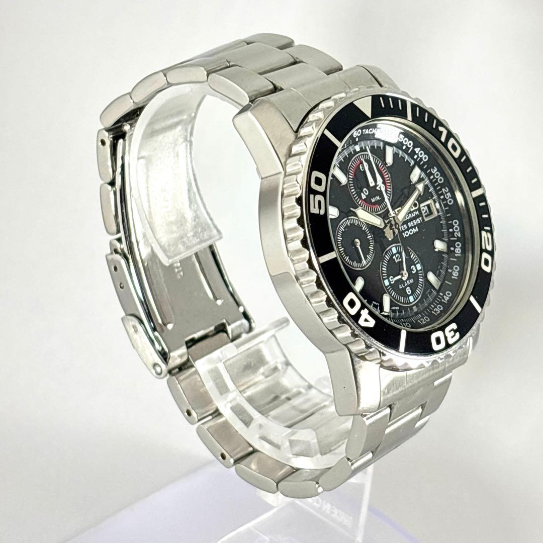 【新品電池交換 稼働】SEIKO ダイバーズウォッチ メンズ時計 クロノグラフ.