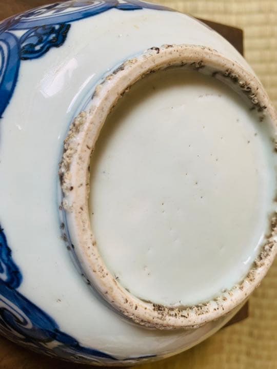 中国明時代牡丹紋様染付大碗(元箱付き)