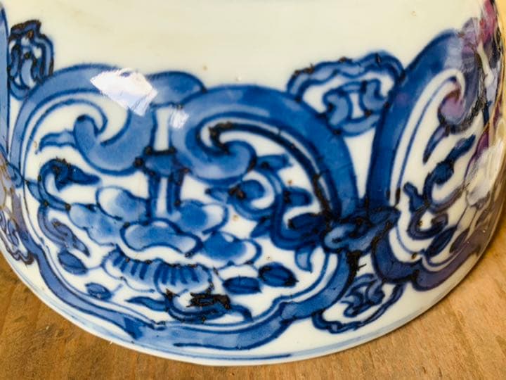 中国明時代牡丹紋様染付大碗(元箱付き)