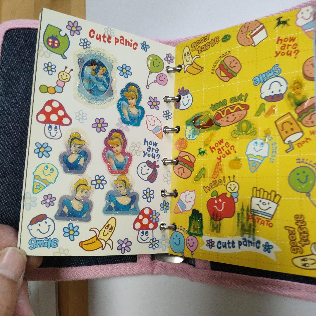 平成レトロ うさぎデザイン シール帳 バインダーデニム素材