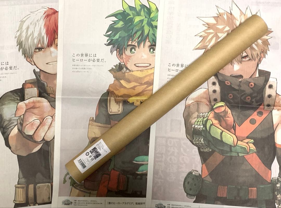 ヒロアカ　原画展　ポスター　新聞紙　爆豪　緑谷　轟 ヒロアカ 原画展 ポスター 新聞紙 爆豪 緑谷 轟 ヒロアカ 原画展